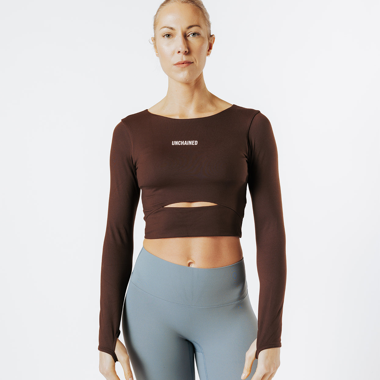 CROP TOP ELEVATE long sleeves espresso