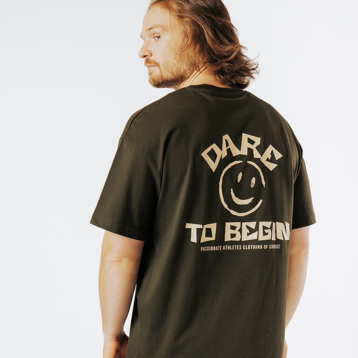 T-SHIRT OVERSIZED MIXTE DARE TO BEGIN dark green